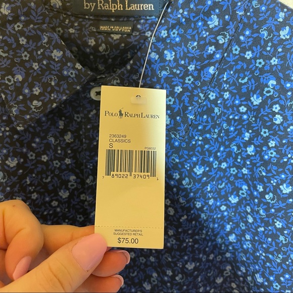 Polo Ralph Lauren NWT Men's Blue Floral Polo Shirt Size Small - Picture 6 of 8